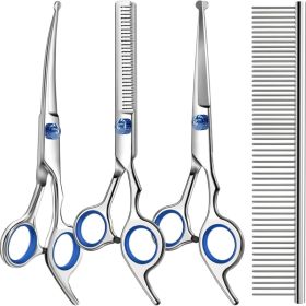 Professional 4 In 1 Dog  Cat Grooming Scissors Kit With Safety Round Tips,Sharp