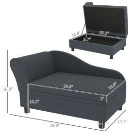 PawHut Pet Sofa Bed Couch With Storage, Pet Sofa For Cats And Small Dogs, Dark Gray