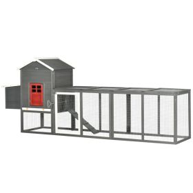 Extra Large Chicken Coop With Asphalt Roof, Wooden Hen Run With Slide-Out Tray And Nesting Box, Chicken Hutch For 3-6 Chickens, GrayMultiple Packages