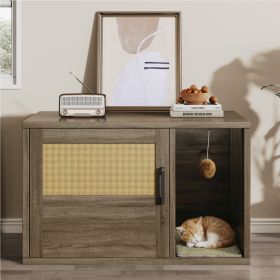 Cat Litter Box Enclosure Furniture Cabinet Odor Control With Scratching Pad Wooden Cat House Side End Table For Living Room Bedroom