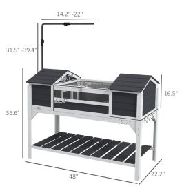 Tortoise Enclosure Tortoise House With Adjustable Lamp Holder Storage Shelf, Dual Main Houses, Openable Lid, Gray