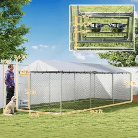 Dog Kennel Outdoor Dog Run Waterproof UV-Resist Cover Lockable Door Adjustable Bowls 20 X 7.5 X 6.5ft,Multiple Packages
