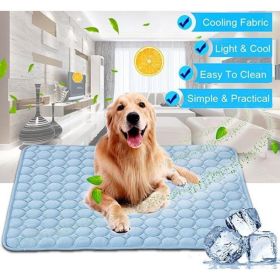 Pet Dog Cat Ice Silk Cold Nest Pad For Cooling In Summer (Option: Blue-63x50cm)