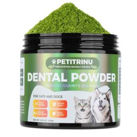 PETITRINU Natural Dental Powder For Cats And Dogs, Fresh Breath Gentle Clean Teeth Health Pet Oral Care Powder 150g (Option: green)