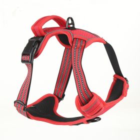 Dog Harness No Pull Breathable Reflective Pet Harness Vest (Option: Red-M)