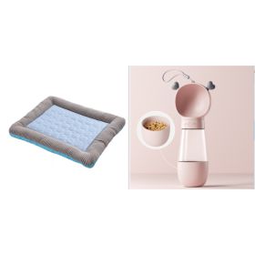 Pet Cooling Pad Bed For Dogs Cats Puppy Kitten Cool Mat Pet Blanket Ice Silk Material Soft For Summer Sleeping  Blue Breathable (Option: Blue set2-L)