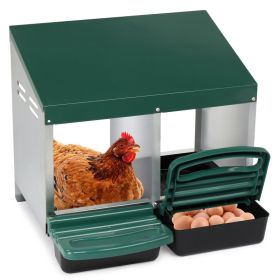 2 Compartments 54x52x47cm Pitched Roof House Iron-plastic Green Chicken Feeding Trough (Option: green)